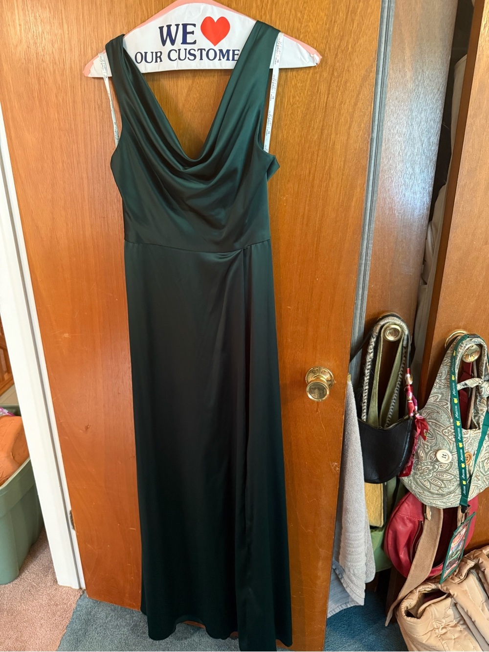 Draped Cowl Neck Maxi Dress in Deep Green